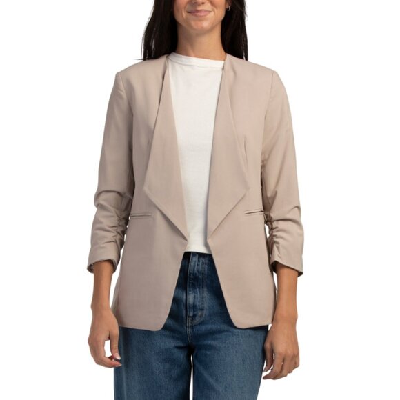 PREMISE Jackets & Blazers - PREMISE Khaki Three-quarter Sleeve Jacket